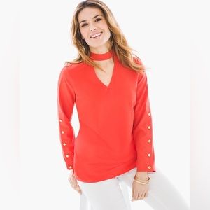 Chico’s Hardware Detail Choker Top SZ 0